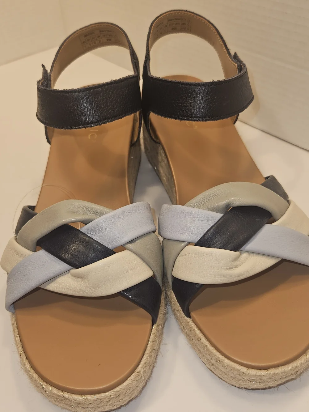 Vionic Saratoga Espadrille Wedge Sandals w/ Arch Support Leather Sz 11 Wide NEW